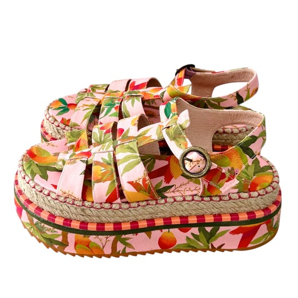 Farm Rio Mango Trees Platform Espadrille Sandals 8/39 - Picture 7 of 11
